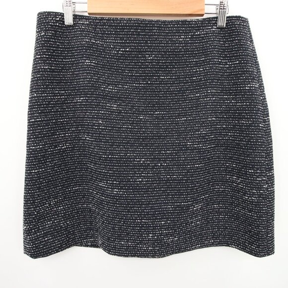 LOFT Skirt Blue White Tweed Textured Mini Pencil Lined Classic Professional 12 - Picture 3 of 9